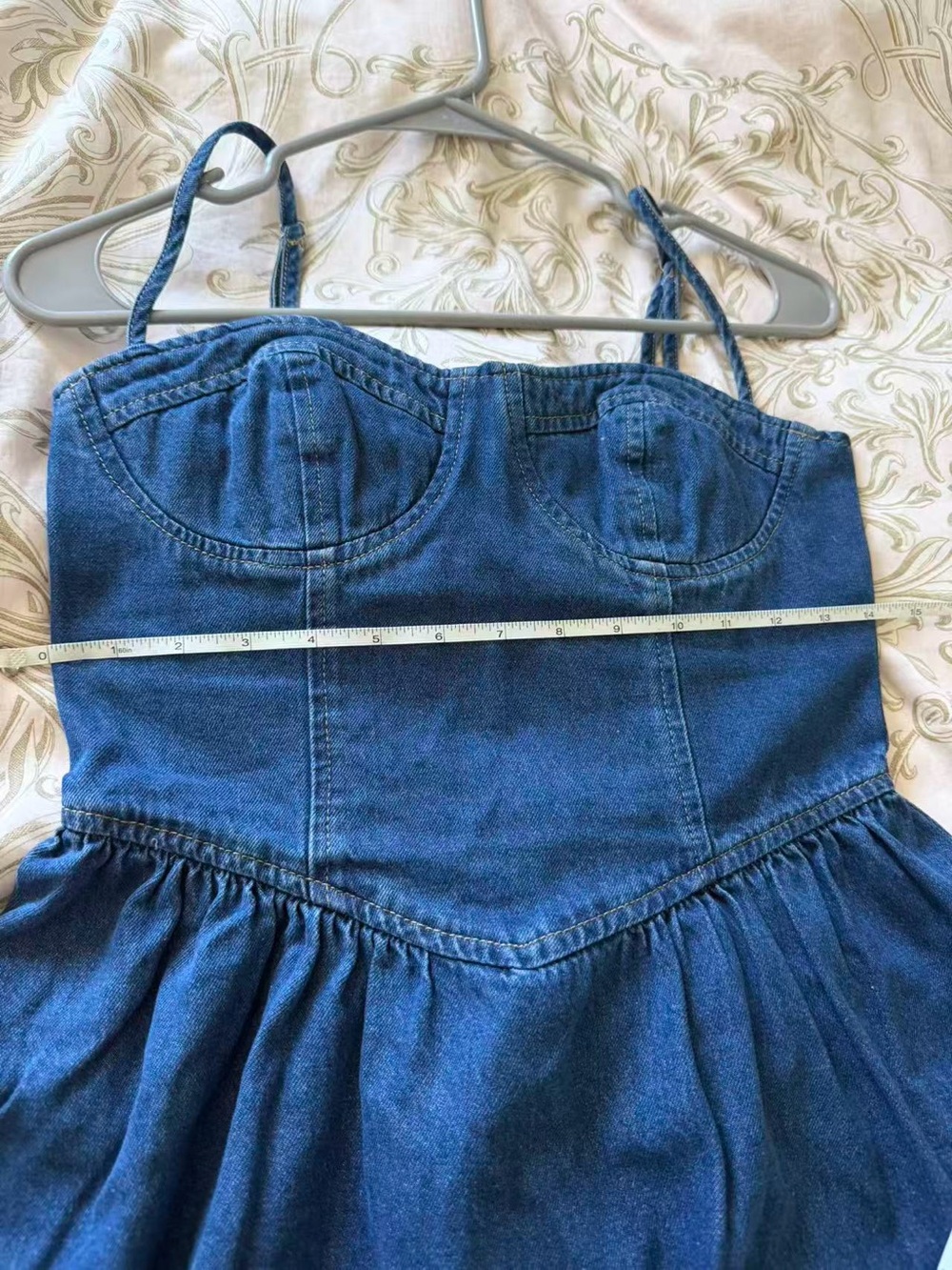 COMMENSE Sweetheart collar Denim Maxi Dress - Picture 9 of 11